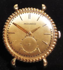 Vintage Movado 18K  Yellow Gold Watch With "Tear Drop" Style Lugs & Fancy Case