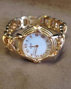 Lovely Authentic Hermes 18k Yellow and Rose Gold Ruban Watch