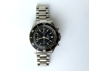 Vintage Diver Zodiac Red Point Chronograph black dial watch