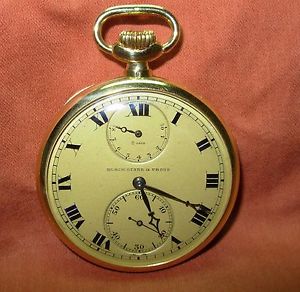 AGASSIZ 18K SOLID GOLD OPEN FACE 8 DAY W/WIND INDICATOR PW