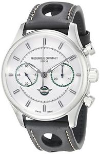Frederique Constant Men's 'VintageRally' Silver Dial Black Leather Strap ... New