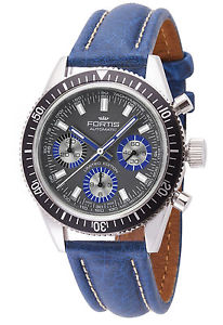 Fortis 800.20.85 L.05 Mens Marinemaster Vintage Automatic Chronograph Blue Watch