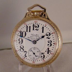 HAMILTON 992 SPECIAL 21j 10k GOLD FILLED SALESMAN DISPLAY CASE RR POCKET WATCH