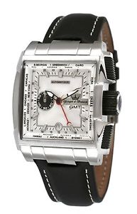 Yonger & Bresson Men's YBH 8331-02 Automatic Luminous Black Leather Date Watch