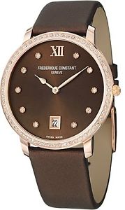 Frederique Constant Slim Line Brown Dial Rose Gold-tone Ladies Watch FC-2... New