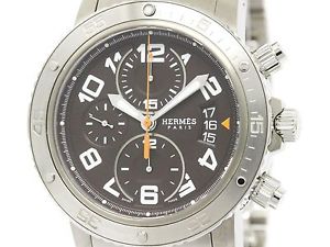 Polished HERMES Clipper Diver Chronograph Automatic Mens Watch CP2.941 (BF114621