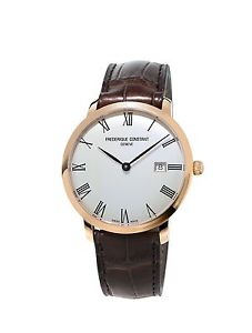 Frederique Constant Men's 'Slimline' Automatic Stainless Steel and Leathe... New