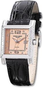 Ladies Charles Hubert 0.42ctw Diamond Black Band Peach 29x28mm Dial Watch