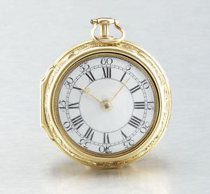Richard Vick 22K gold pair case 1747 pocket watch repoussé attributed to Moser