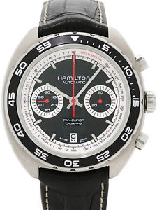 Auth HAMILTON Pan-Europ Chronograph H35756735 Automatic SS x Leather Men's watch