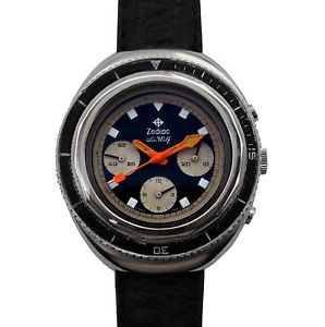 Vintage 70's Zodiac SeaWolf  Chronograph Super Divers Watch Valjoux 72 Movement