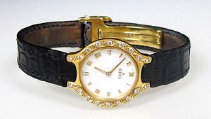 Very Rare! EBEL 18K Yellow Gold Mother Of Pearl Dial Beluga Diamond Watch