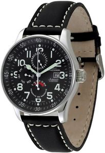Zeno-Watch Herrenuhr - X-Large Pilot Power Reserve, Dual-Time, Day Date - P555-a