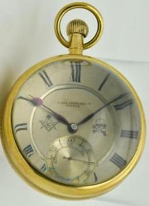 Very rare antique Paul Ditisheim Chronometer Masonic Skull dial ball watch 1900