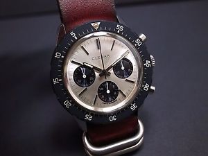 Vintage men's Clebar 4ATM diver chronograph manual wind Valjoux 72 rare all orig