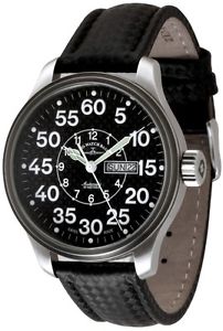 Zeno-Watch Herrenuhr - Oversized Pilot Carbon Observer Day Date - 8554DDOB-s1