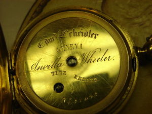 Antique 18k gold Schndler Geneva key wind and set. 1800's