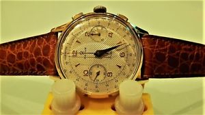 Vintage watch REVUE  chrono  oversize  cal. 215 Angelus    gold  18 kt
