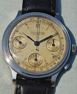 INTROVABILE chronograph 3 contatori EBERHARD storico anse fisse 1938 in acciaio