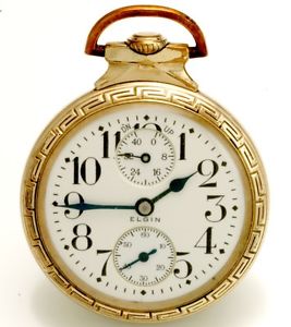 21 JEWEL ELGIN B.W. RAYMOND RAILROAD POCKET WATCH UP/DOWN INDICATOR ca1933