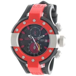 Invicta Men's 13062 S1 Rally Chronograph Black Textured Dial Black and Red Polyu