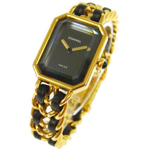 Authentic CHANEL Vintage Premiere Wristwatch Gold Quartz Swiss Made #M A22377