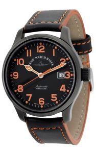 Zeno-Watch Herrenuhr - NC Pilot Pilot black&orange - 9554-bk-a15