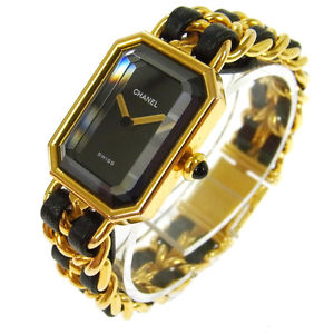 Authentic CHANEL Vintage Premiere Wristwatch Gold Quartz Swiss Made #M G02474