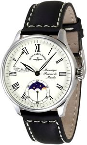 Zeno-Watch Herrenuhr - Godat II Roma Power Reserve Moon Phase ivory - 6274PRL-iv