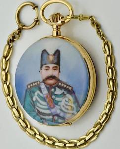 ONE OF A KIND MUSEUM Persian King Mozaffar award 140g heavy gold&enamel watch