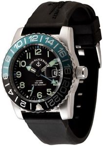 Zeno-Watch Herrenuhr - Airplane Diver Automatic GMT Numbers (Dual Time), black/b