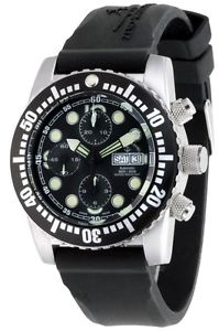 Zeno-Watch Herrenuhr - Airplane Diver Automatic Chronograph Points, black - 6349