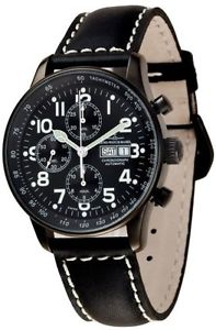 Zeno-Watch Herrenuhr - X-Large Pilot Chrono Day Date black - P557TVDD-bk-a1