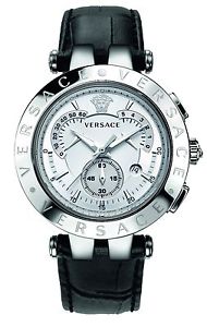 Versace 23C99D002 S009 V-RACE CHRONO Chronograph Leather Date Wristwatch