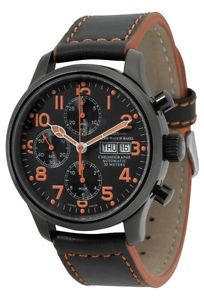 Zeno-Watch Herrenuhr - NC Pilot Chrono black&orange - 9557TVDD-bk-a15