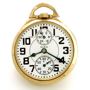 23 JEWEL ELGIN B.W. RAYMOND RAILROAD POCKET WATCH UP/DOWN WIND INDICATOR CA1933