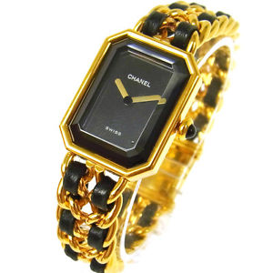 Authentic CHANEL Vintage Premiere Wristwatch Gold Quartz Swiss Made #L AK09211