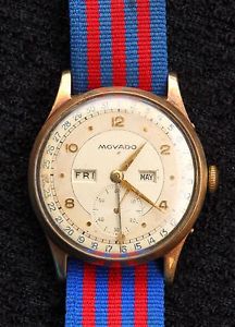 Vintage Movado Calendar Day Windup 9CT Solid Gold Mens Watch - RARE WORKING