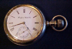 ROCKFORD 570 Ca.1900 17 JEWEL MODEL 3, 16S LEVER SET 53MM SILVEROID POCKET WATCH
