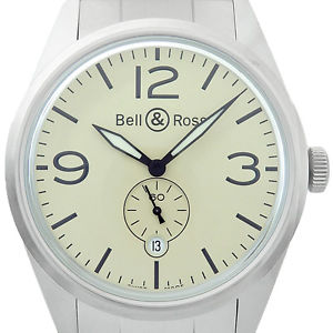 BELL&ROSS Vintage Small Second BR123-95 SS Beige Dial Auto Mens FS MC #0735