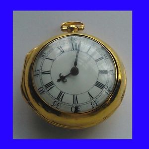 Mint 22k Gold Fusee Verge London  P-Case Pocket Watch 1747