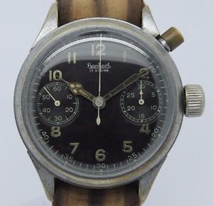 VINTAGE 1940's Hanhart 1 Button Chronograph Mens Watch 40mm Calibre 40 ORIGINAL