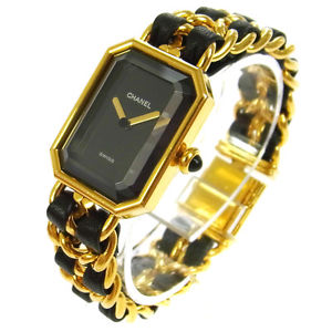 Authentic CHANEL Vintage Premiere Wristwatch Gold Quartz Swiss Made #M AK10743