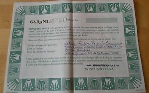 WARRANTY GARANTIA Rolex rare original 100% 6263 6240 6240 6239 blanc