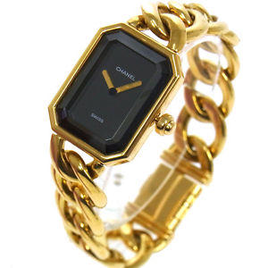Authentic CHANEL Vintage Premiere Gold Chain Wristwatch 750 K18 Quartz BT07882