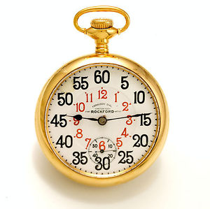 24 JEWEL ROCKFORD RAILROAD POCKET WATCH ORIGINAL FERGUSON DIAL & B.L. of E. CASE