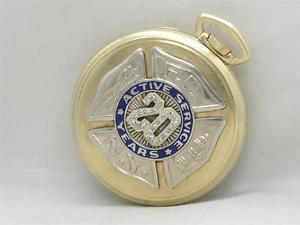 FDNY NEW YORK FIRE SOLID 14K GOLD, DIAMOND & ENAMEL PRESENTATION  POCKET WATCH