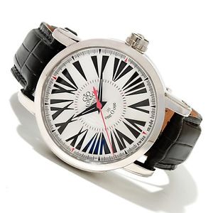 gio monaco Men's 157-A oneOone Automatic white Dial Alligator  leather  watch