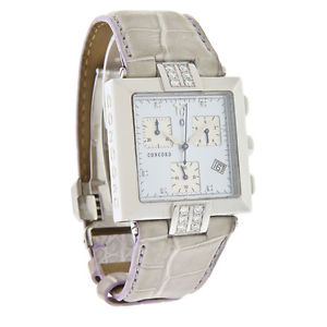 Concord La Scala Ladies MOP Diamond Purple Strap Swiss Quartz Chronograph Watch