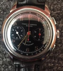 Vintage Cuervo Y Sobrinos Habana Chronograph SS Watch Working Condition